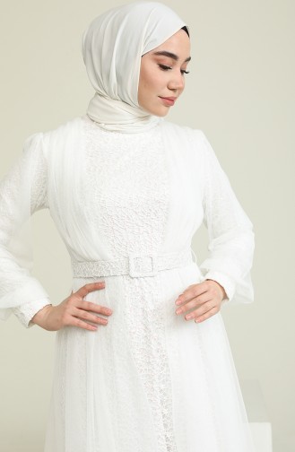 White Hijab Evening Dress 5629-06