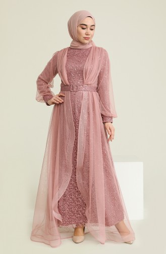 Dusty Rose Hijab Evening Dress 5629-05