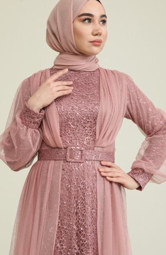 Dusty Rose Hijab Evening Dress 5629-05