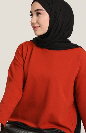 Deri Garnili Bluz 202211-06 Kiremit