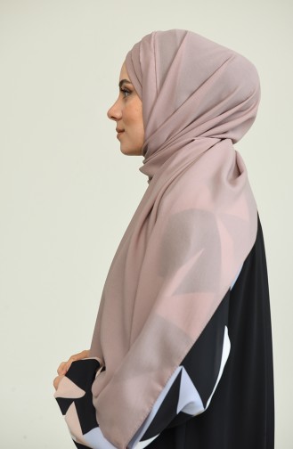 Üç Bantlı Şifon Şal 1193-17 Vizon