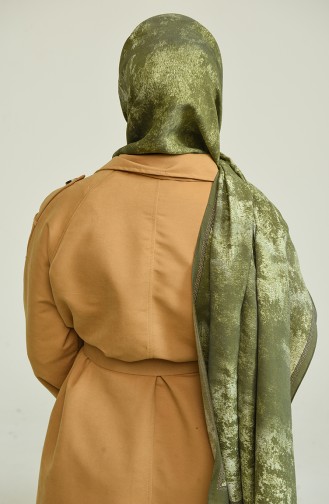 Eskitme Desen Modal Seri Şal Eşarp Askısı İle Birlikte 75X200 Cm Yağ Yeşili