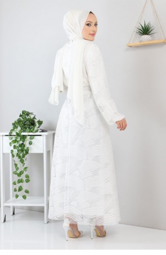 Kemerli Dantelli Elbise 13300 Beyaz
