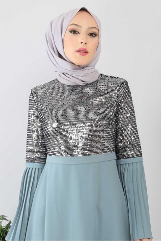 Mint Green Hijab Evening Dress 8315.Mint