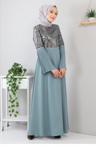 Mint Green Hijab Evening Dress 8315.Mint