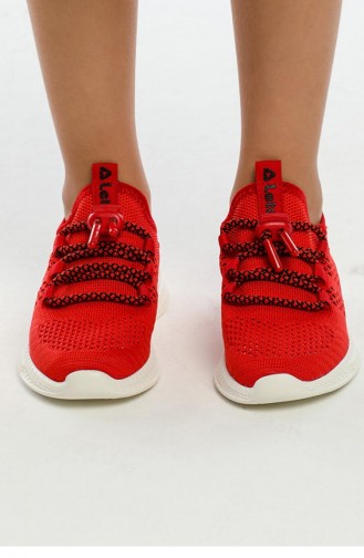 Çocuk Spor Ayakkabı Kız Erkek Hafif Triko 2103Kıds Kırmızı