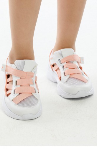 Sandalet Spor Ayakkabı Kız Erkek Çocuk Rahat Kıds02 Beyaz Pembe