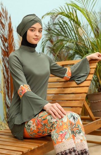 Khaki Modest Swimwear 02163-01