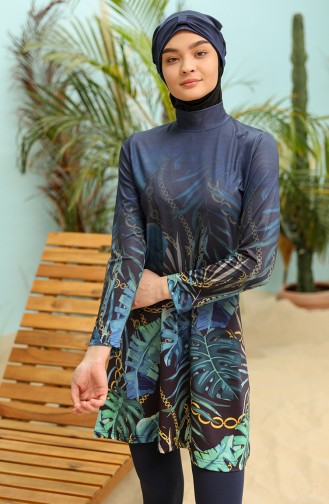Dunkelblau Hijab Badeanzug 2910.Lacivert