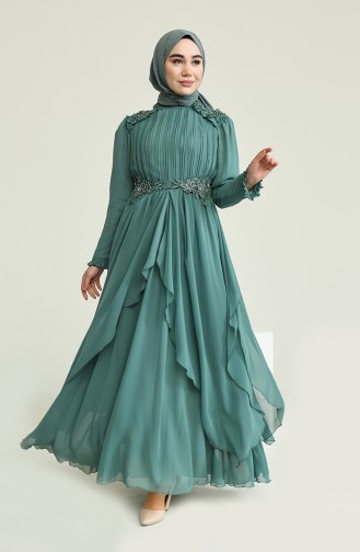 Powder Hijab Evening Dress 52807-01