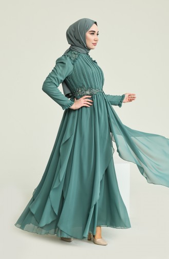 Powder Hijab Evening Dress 52807-01