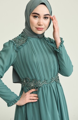 Powder Hijab Evening Dress 52807-01