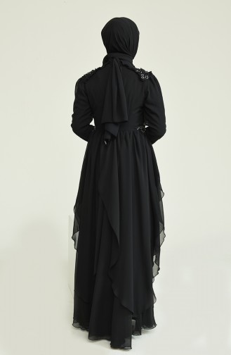 Black Hijab Evening Dress 52807-02