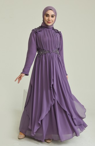 Violet Hijab Evening Dress 52807-03