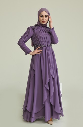 Violet Hijab Evening Dress 52807-03