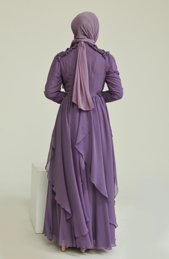 İşleme Detaylı Abiye Elbise 52807-03 Lila