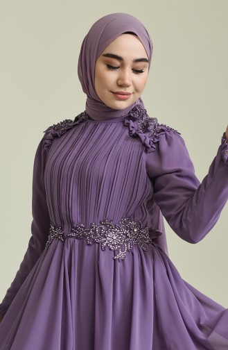 Violet Hijab Evening Dress 52807-03