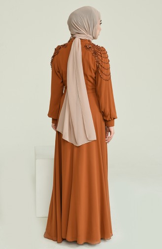 Tan Hijab Evening Dress 52813-02