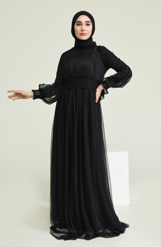Schwarz Hijab-Abendkleider 5652-01