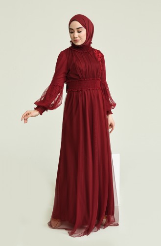 Weinrot Hijab-Abendkleider 5652-07