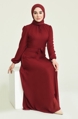 Weinrot Hijab-Abendkleider 5674-01