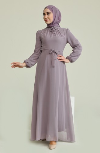 Violet Hijab Evening Dress 5674-02