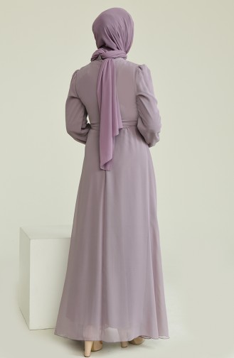 Violet Hijab Evening Dress 5674-02