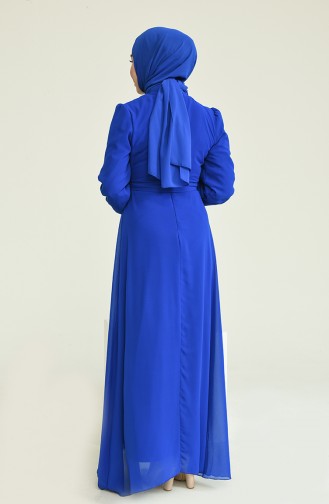 Saxe Hijab Evening Dress 5674-03
