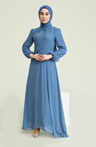 Indigo Hijab Evening Dress 5674-05