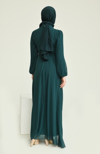 Emerald Green Hijab Evening Dress 5674-06