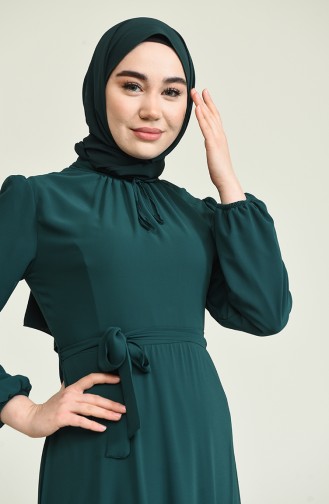 Emerald Green Hijab Evening Dress 5674-06