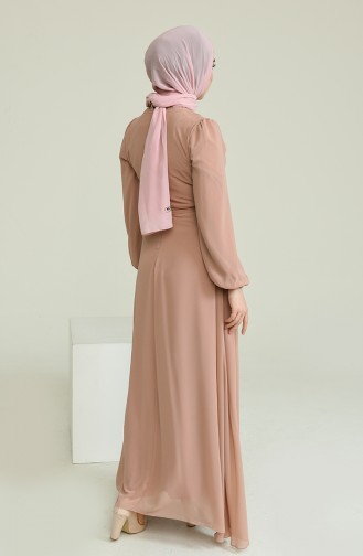 Powder Hijab Evening Dress 5674-07