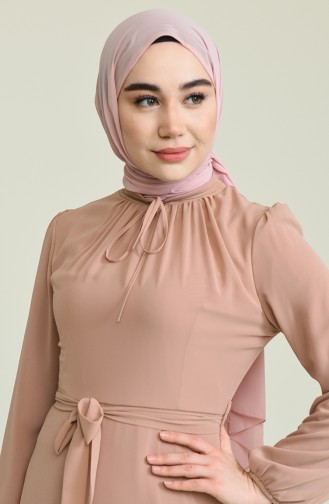 Powder Hijab Evening Dress 5674-07