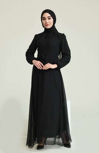 Black Hijab Evening Dress 5674-09
