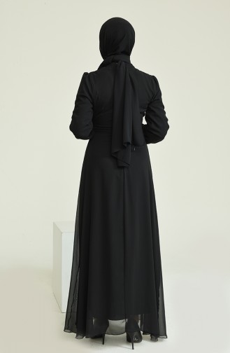 Black Hijab Evening Dress 5674-09