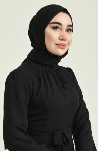 Black Hijab Evening Dress 5674-09