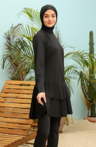 Schwarz Hijab Badeanzug 2215-01