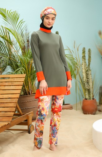 Khaki Hijab Badeanzug 02160-01