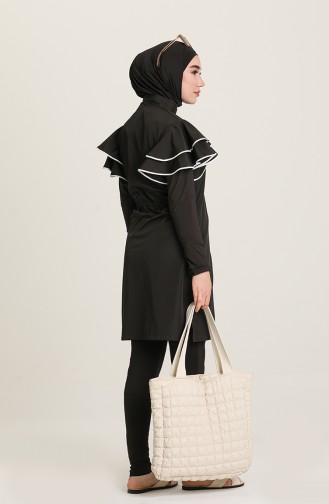 Schwarz Hijab Badeanzug 22423-01