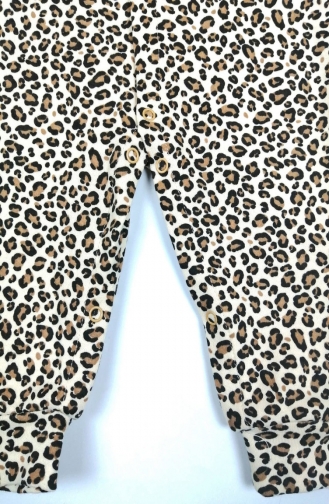Aryakids Kalp Detaylı Leopar Tulum 00015-01 Kahverengi