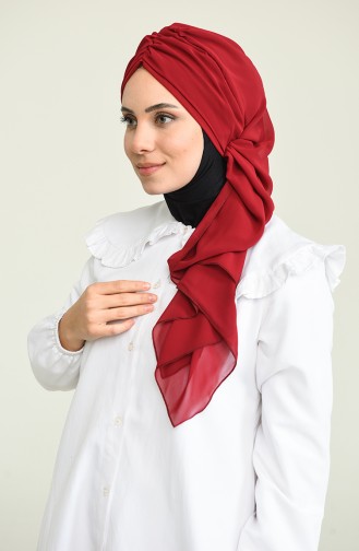 Fertige Kopftuch aus Chiffon MİHRACE-Weinrot HT0049-7 0049-7