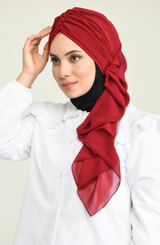 Fertige Kopftuch aus Chiffon MİHRACE-Weinrot HT0049-7 0049-7