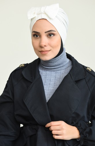 Çift Taraflı Fiyonklu Çapraz Bone 0023-16 Ekru