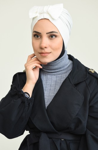 Çift Taraflı Fiyonklu Çapraz Bone 0023-16 Ekru