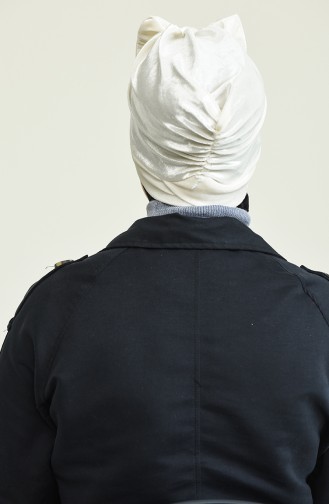 Bonnet Velours avec Noeud 0025-19 Ecru 0025-19