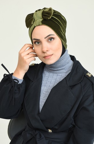 Bonnet Velours avec Noeud 0025-07 Khaki 0025-07