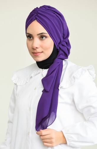 Fertige Kopftuch aus Chiffon MİHRACE-Lila HT0049-20 0049-20