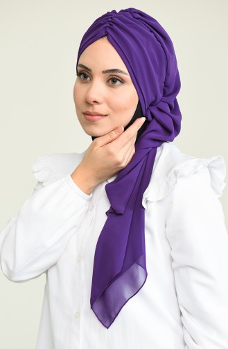 Fertige Kopftuch aus Chiffon MİHRACE-Lila HT0049-20 0049-20