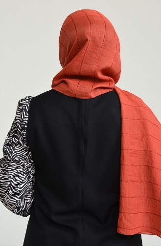Elfecr Simli Şeritli Şal 1007-04 Kiremit