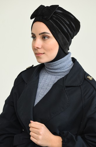 Bonnet Velours avec Noeud 0025-06 Noir 0025-06